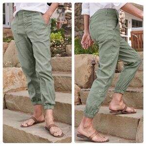 FRANK & EILEEN Jameson Pants Green Utility Jogger High Rise Pocket Flax Size 4